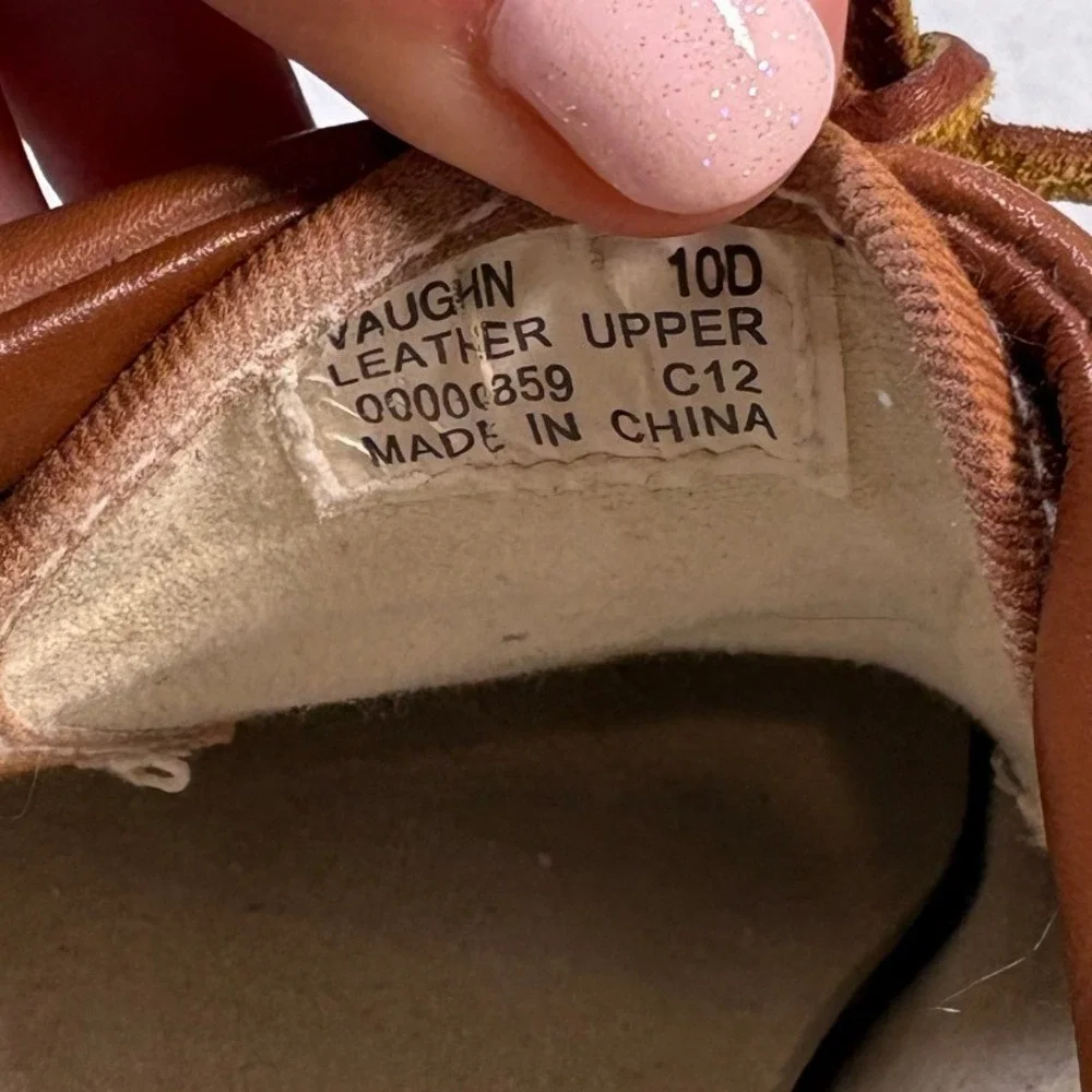 Polo Ralph Lauren Vaughn Mens 10D Tan Brown Leather Low Top Sneakers 00000859